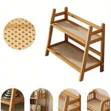 2-stöckiger Küchen-Organizer Aus Bambus Im Rattan-Look, Dekorativer Gewürzständer & Aufbewahrungsregal Für Kaffeekapseln, Tee & Tassen (Holz 27x18x29 Cm) – Ideal Für Arbeitsplatte, Vorratsschrank & Kochbereich, Natürliche Küchendeko Für Mehr Ordnung & Stil - A - Übersicht 4