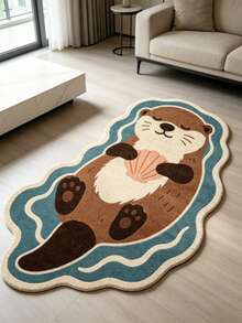 1 pieza Alfombra pasillera larga con diseño de nutria linda, estilo cálido y curativo, tapete para exteriores, tapete de baño, alfombra de baño, tapete de puerta, alfombra pequeña, alfombra, tapete de piso, decoración del hogar, alfombra pequeña de área, decoración del hogar, alfombra de área, alfombra de dormitorio, alfombra lavable, alfombra pasillera larga, alfombra de jardín - Multicolor - Ver 5