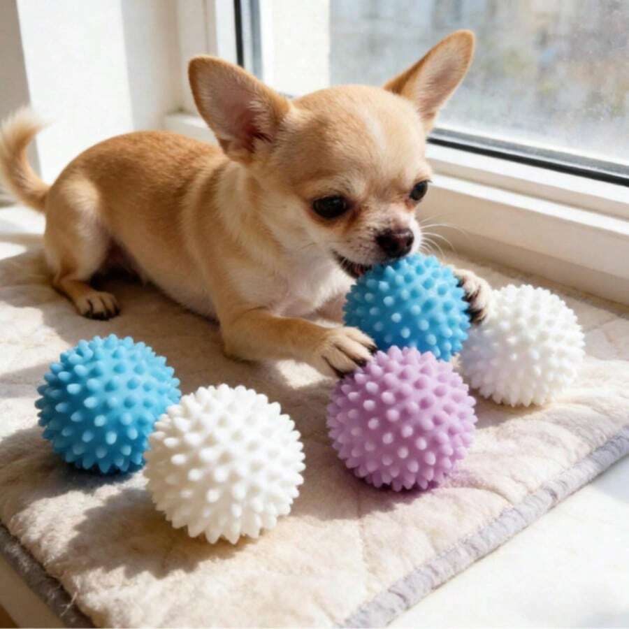 Dog Toy Ball/Dental Cleaning Durable Biting Elastic Ball Pet Boredom Buster/Biting Without Damaging Teeth! Dog Teething Spiky Ball Dental Cleaning And Boredom Relief 2-In-1/ TPR Spiky Ball Durable Biting Teething Dog Chew Ball Teddy Puppy Corgi Pet Training Ball Puppy Adult Dog Universal Boredom Buster Dental Cleaning Elastic Ball Small And Medium Dog Interactive Training Toy Anti-Destructive Pet Supplies - Multicolor - View 1