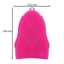 Makeup Brush Cleaner Glove Mitt Silicone Cosmetic Cleaning Scrubber Face Brushes And Eye Brush Washing Pad Pink (Red) - Black - View 7