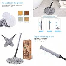 Eyliden Mop con 2 Cabezales Reutilizables fregona giratoria fácil de escurrir con Mango de 57 Pulgadas de Largo fregonas húmedas para Limpieza de Pisos Madera Dura Vinilo Azulejos y más Gris - Gris - Ver 1