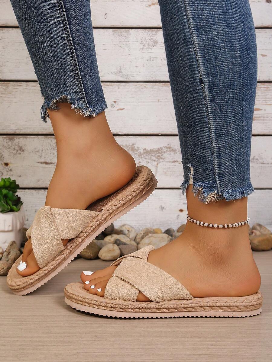 Sexy Polyester (Polyester) Vacation Sandals, Lightweight Summer Vacation - Light Khaki - View 1