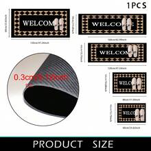 1 pieza Tapete de cocina con estampado de tablero de ajedrez negro & dorado con patrón WELCOME, tapete antideslizante para piso, tapete decorativo para fiestas festivas, alfombra, tapete resistente al aceite, alfombra de secado rápido, adecuado para cocina, pasillo, baño, lavandería, decoración del hogar - Multicolor - Ver 10