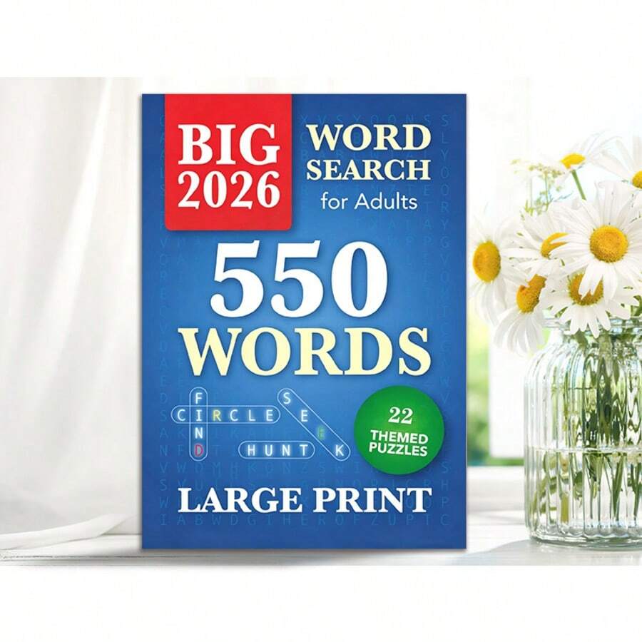New Adult Word Search Activity Book, Adult Leisure Stress Relief, Brain Exercise, Large Font Printing, Lightweight And Portable, Can Be Used As A Gift (Pen Not Included) - Single Piece - View 1