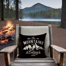 1pc Mountains Are Calling Pillowcase Adventure Arrow Campfire Outdoor Adventure Mountain Forest Tree Pillowcase Cushion Cover For Decoration Single Side Without Pillow Core - Black and White - View 7