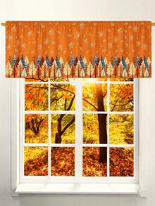 1Pc 45x140cm Autumn Maple Leaf Theme Window Curtain, Rod Pocket Design, Lightweight, Polyester Material, Suitable For All Seasons, Thanksgiving Home Decor, Autumn Harvest Theme Decor, Applicable To Kitchen, Bedroom, Coffee Shop, Office. - Multicolor - View 1