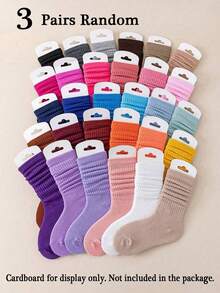 12 Pairs Girls Solid Color Ribbed Loose Leg Warmers, Cute Ballet Style Knitted Mid-Calf Leg Warmers Set - Multicolor - View 11