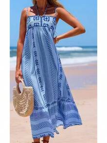 Women's Printed Patchwork Knitted Dress, Skirt, Suspender Dress - Printed Version - View 8
