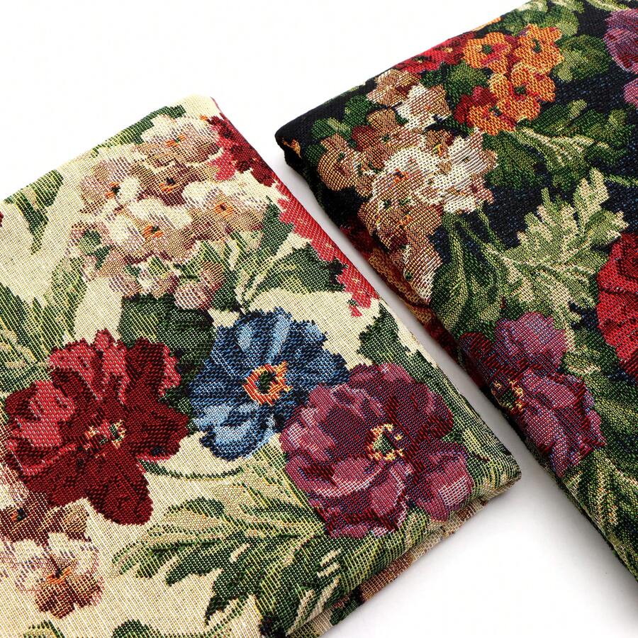 1Pc Vibrant FLower-Inspired Fabric - Colorful Jacquard Tablecloth With Intricate Patterns, Perfect For DIY Projects, Hand Wash Only, Polyester, Table Covering|Vibrant Tablecloth|Intricate Patterns, Table Decor - Default - View 1