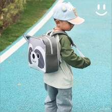 Beinuosen 1pc Boys Girls Capybara, Raccoon, Red Panda PU Fabric With Anti-Lost Rope Children's Backpack Zipper Closure Cute Animal Series Backpack Suitable For Daily Outings And School Use - Multicolor - View 7