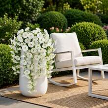 2/4/6/8pcs Hanging Artificial Silk Flower Vine Green Eucalyptus Plants, Outdoor UV Resistant, Suitable For Wedding, Porch, Living Room, Office Wall, Patio, Bookshelf, Home Decor - White - View 7