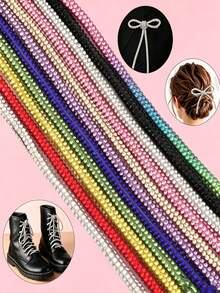 1m/Roll Rhinestone Round Tube Rope 4mm Exquisite Rhinestone Paste Hollow Rope Can Be Used For Shoelaces Hair Accessories Luggage Decoration Rope 6 Rows Of Sparkling Rhinestone Round Tube - Water Drill Round Tube Rope - View 12