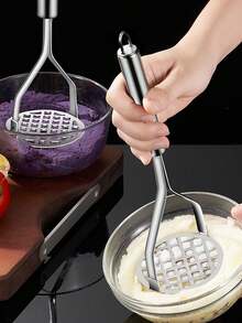 1pc Stainless Steel Potato Press, Potato Masher, Potato Pulp Extractor, Potato Pulp Press Tool, Potato Masher, Manual Vegetable And Fruit Masher For Pulp Extraction Tool - Multicolor - View 1