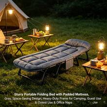 Sturdy Portable Folding Bed, Compact Space-Saving Design, Durable Frame, Multi-Purpose Use - Perfect For Travel, Camping, Guests & Home Office Naps. Easy To Store & Set Up. Practical & Thoughtful Gift Choice! - Padded Portable Version - View 2