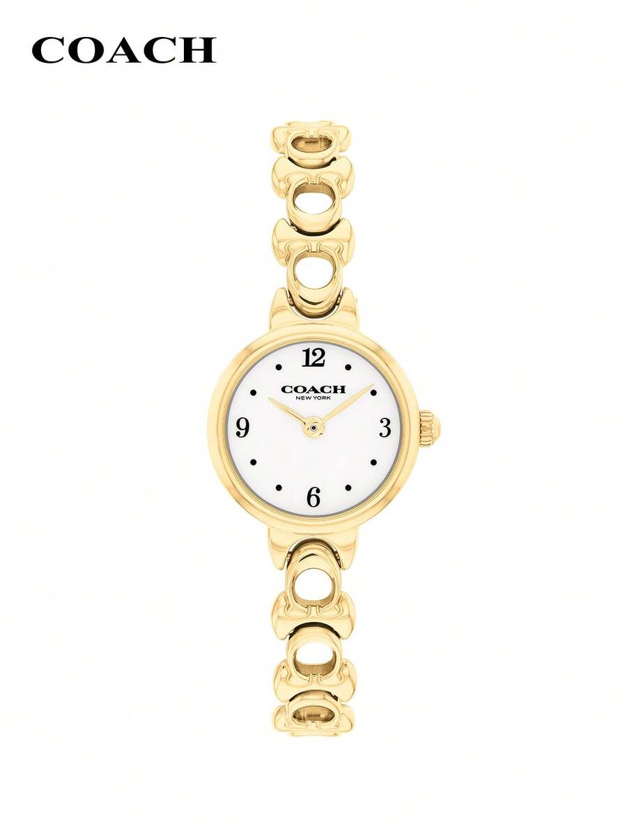 Coach IRIS Elegant C-Link Chain Bracelet Watch Round Face Quartz Watch For Women Minimalist Dressy Wristwatch - Gold - View 1