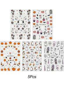 5 piezas/Set Pegatinas de Fantasma, Calabaza y Flor de Halloween de Estilo de Dibujos Animados, Pegatinas Autoadhesivas de Estilo Lindo para Estudiantes, Papelería, Diario y Arte de Uñas, Suministros Escolares, Decoración de Habitación, Decoración del Hogar, Decoración de Halloween - 5 unidades QJK-PM228-232 - Ver 10