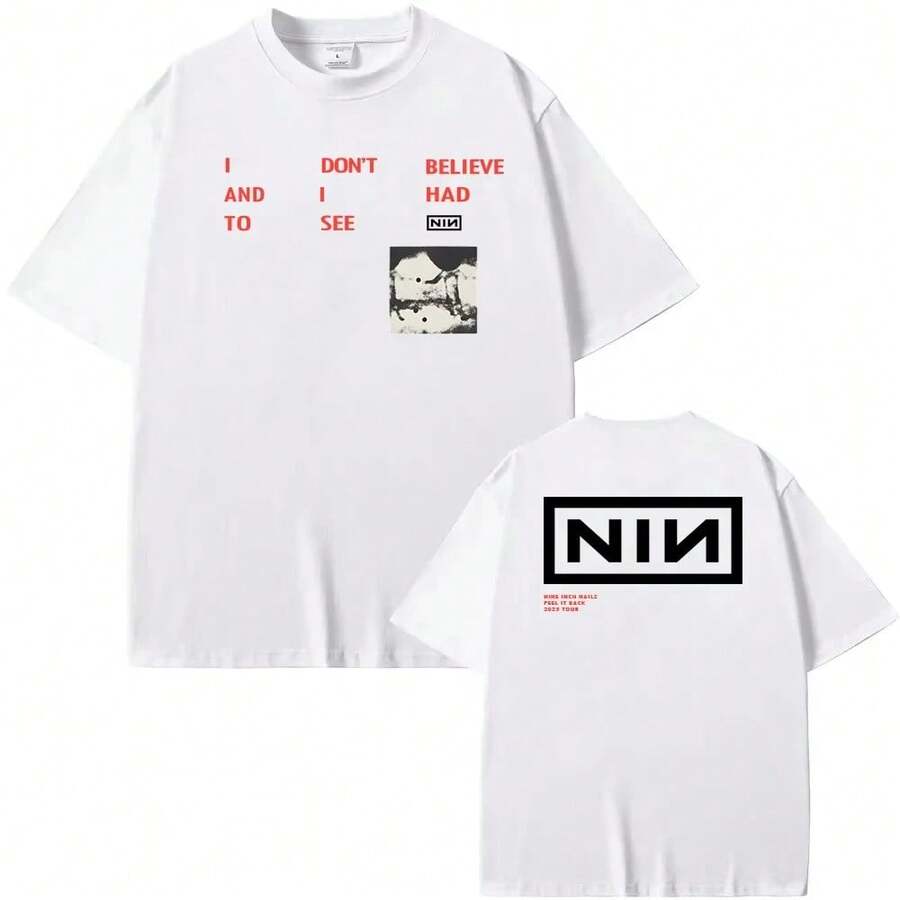 CBH LYRIC TEE T-shirt de groupe Nine pouce Nails de haute qualité style gothique hip-hop T-shirt en coton pour femmes/hommes T-shirts à col rond - Blanc - Voir 1