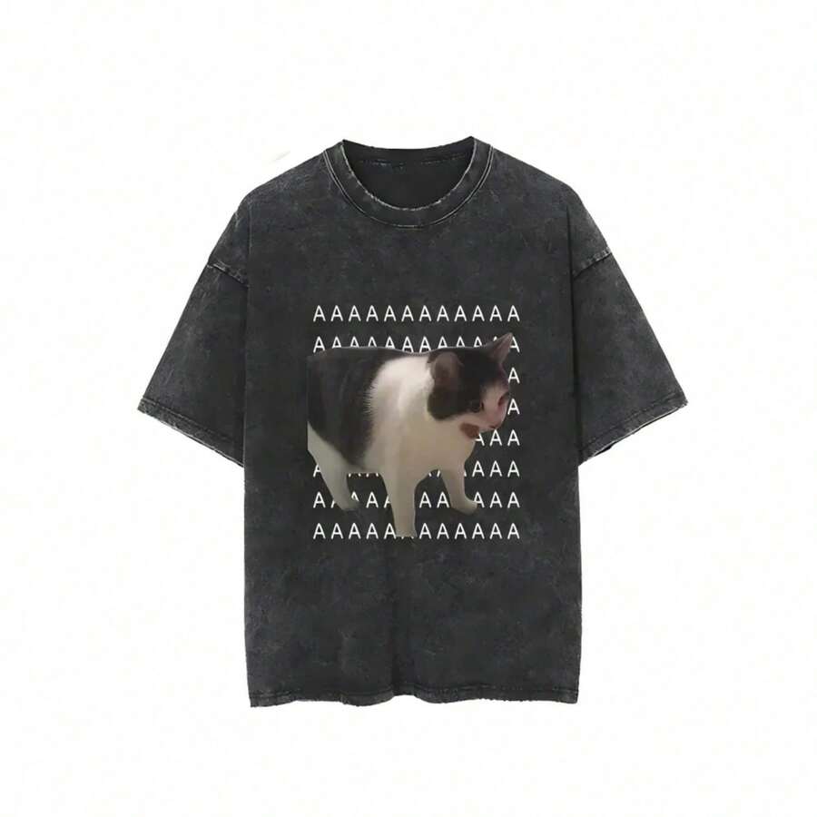 2026 Zhang LingHe Washed T-Shirt Streetwear Hip-Hop Fashion T-Shirts C-Drama Actor T-Shirt For Men And Women Short Sleeve Harajuku Summer - 後六 - 查看 1