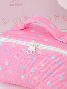 Cute Bow Flower Design Large Capacity Makeupbag Zipper Travel Wash Bag Multifunctional Portable Storage Bag Lipstick Storage Bag Women's Accessory Bag - Multicolor - View 9