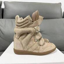 ISA New 2026 Women's High-Top Sneakers, Casual Style, With Concealed Wedge Heel And Matching Colours. - 咖啡棕 - 查看 2