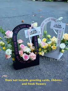 1/5/10個可摺疊紙花禮品籃，手持婚禮花束盒，花卉展示架，生日派對裝飾母親節花束盒，鏤空花籃袋，DIY花束包裝盒，花束包裝手提袋 - 花籃，花束包裝盒，韓式鮮花袋，手工花束，批發花卉包裝盒 - 多色 - 查看 3