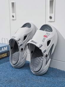 Men's Functional Style 2-In-1 Wearable Slippers, Soft Sole, Thick Bottom Height-Increasing Clog Shoes, Comfortable Versatile Design, Summer Essential, Anti-Slip, Breathable, Adjustable Strap, Slip-On Sandals, Suitable For Beach And Daily Wear, Hollow Out Breathable Soft Thick Bottom Clogs, Gray Functional Style Clogs, Unisex 2-In-1 Wearable Slippers, Men's Item - Grey - View 1