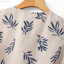MewMuse.  Vestido casual de mujer sin mangas con estampado de plantas y diseño de una sola hilera de botones - Azul marino - Ver 5