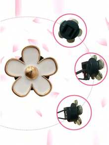 6 piezas de clips de aleación blanca con forma de margarita para aromaterapia en rejilla de ventilación de coche, accesorios decorativos para aire acondicionado de automóvil - Blanco - Ver 5