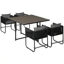 Outsunny 5-Piece Polyrattan Garden Furniture Set, Including A Dining Table With 4 Chairs And A Side Table, An Elegant Set For Balcony And Garden. - Grey - View 1