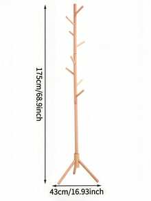 Freestanding Wooden Coat Rack, Tree-Shaped Vertical Hanger. It Can Hold Hats, Bags And Coats, And Is Suitable For Entryways, Bedrooms, Living Rooms And Offices. Featuring A Sturdy Structure And Space-Saving Design. - Multicolor - View 4
