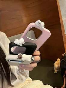 1個可愛3D貓咪設計PU皮革手機殼，防滑柔軟觸感保護套，時尚女孩風格防震殼，相容於Apple 17/17 Air/17 Pro/17 Pro Max/I16/15/14 / / / Honor// - 粉色 - 查看 2