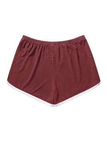 Women's Solid Color Minimalist Daily Sports Shorts, Summer Fitness Clothing - Redwood - View 5