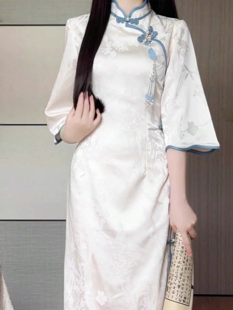 Women Midi Dresses - Cream - View 1