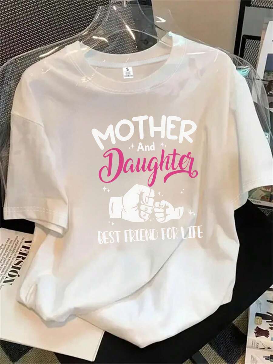 Top de mujer de manga corta y cuello redondo con estampado del logo de Girls Club, apto para todas las estaciones. - Blanco - Ver 1