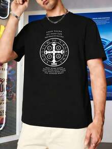 Men Plus Size T-Shirts - 黑色 - 查看 1