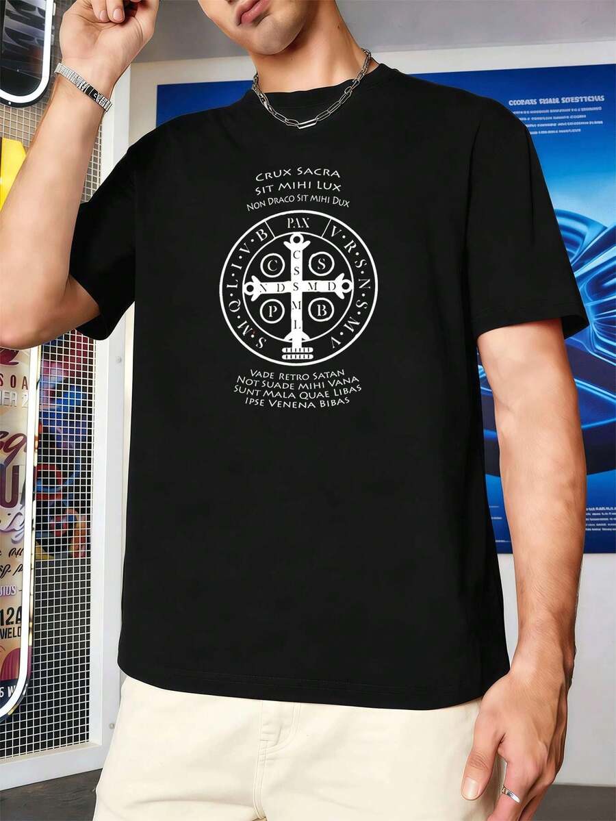 Men Plus Size T-Shirts - 黑色 - 查看 1