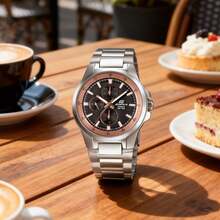 Casio Men's Edifice Watch Stainless Steel Band Japanese And Korean Style Silver Dial - Silver - View 2