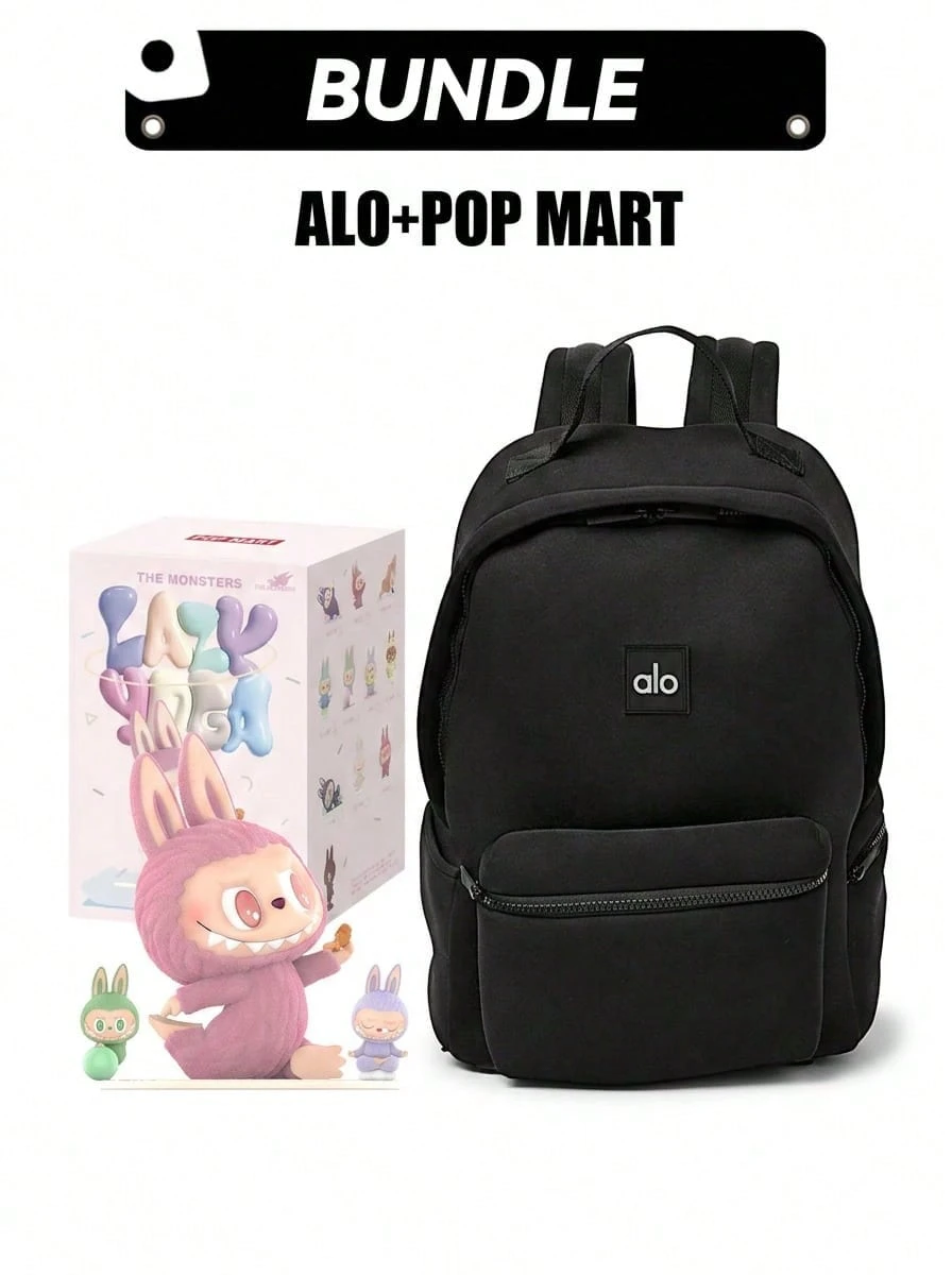 Alo+Pop Mart ALO Stow 女款戶外輕量背包 & The Monsters 懶洋洋瑜伽系列公仔密封盒超值組合套裝,100%正品,盲盒,收藏公仔,神秘盒,適合兒童與收藏家的完美禮物,度假日禮物(盲盒內部材質:乙烯基,非絨毛填充) - 彩色 - 查看 1