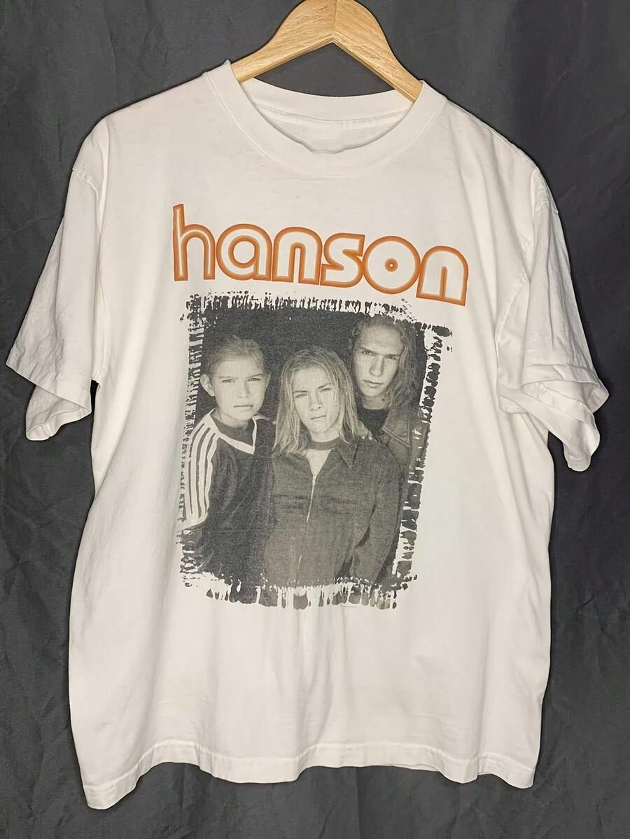 T-Shirt Da Uomo E Unisex Hanson Band In Stile Vintage Anni '90 - T-Shirt In Morbido Cotone Adatta Per Concerti, Abbigliamento Casual, Maglietta Retrò Della Band Musicale Con Stam - 後退 - 查看 1