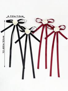 4pcs/Set Pinzas de Pelo con Lazo Negro y Rosa Blanca para Mujer, Adecuadas para Cualquier Ocasión, Pinzas de Garra - Multicolor - Ver 3