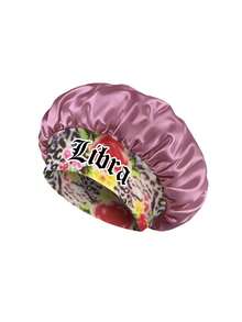 1Pc Boho Print 12 Zodiac Design Satin Bonnet For Women , Plus Size Lightweight Breathable Sheeping Cat With Loose Elastic Band - Red Bean Paste SM15-3 Constellation - View 7