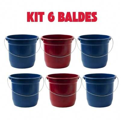Kit 12 Baldes 8 Litros De Limpeza Com Alça Resistente Plástico Resistente Grande Multiuso