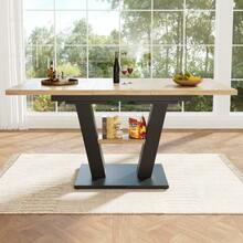 Telescopic Dining Table (118-157*70*75cm), Extendable Table, Kitchen Table, Extends From 118 To 157 Cm Thanks To Internal Extensions, For Kitchen And Living Room, Wood-Colored Dining Table - Natural Color - View 3
