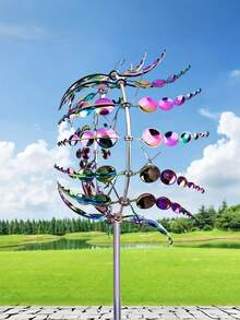 1pc Magic Metal Windmill, Kinetic Wind Sculpture And Spinner, 3D Wind Spinner, Kinetic Spinner, Charming Wind Wheel, Suitable For Yard And Garden - Windmill - View 6