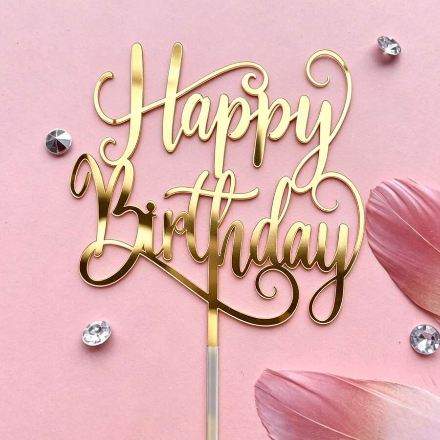 1件/3件 金色/黑色/銀色/玫瑰金 鏡面壓克力生日蛋糕裝飾插牌,適用生日派對蛋糕裝飾 - 多色 - 查看 1