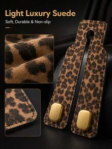 2pcs Leopard Print Car Seat Hooks With Gold Alloy Hooks, PU Leather Back Seat Storage Hooks, Suitable For Handbags And Phones, Universal Car Interior Accessories, Front And Back Seat Compatible, Car Seat Back Hooks - A - View 7
