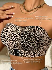 Women Invisible Strapless Push Up Bra Front Closure Convertible Bandeau W/ Clear Straps - Multicolor - View 6