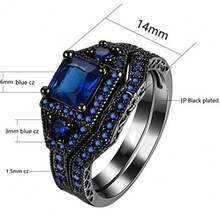 2 Rings His and Hers Rings Plated Couple Rings Princess cut 6mm Cz Womens Wedding Ring Sets Titanium Steel Mens Wedding Bands - Multicolor - Ver 4