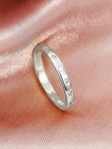 1pc Elegant Cubic Zirconia Women's Ring, Suitable For Wedding Engagement Gift Jewelry - Silver - View 3