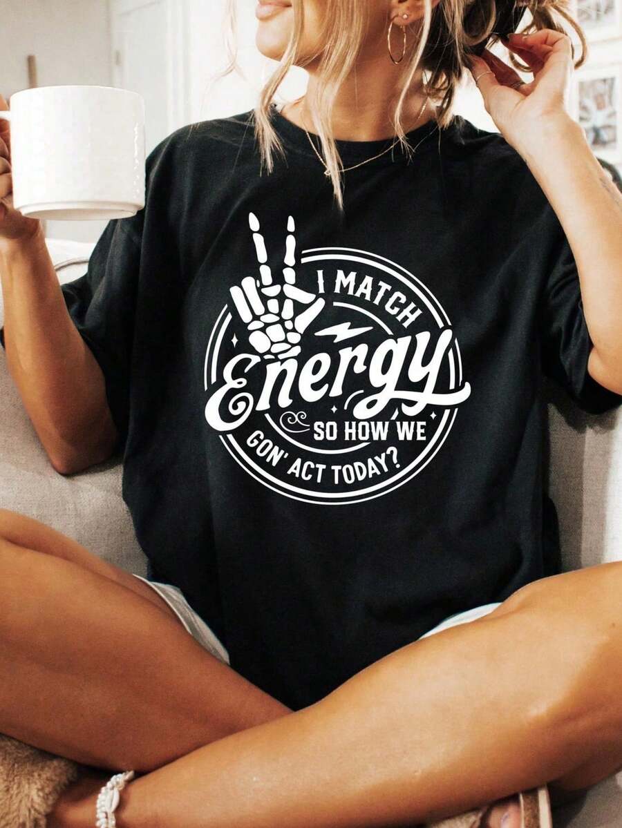 T-Shirt Da Uomo A Maniche Corte In Cotone Con Design Retrò Di Chitarra Elettrica, Scritta "ELECTRIC" In Giallo Acceso Su Sfondo Nero, Stile Pop Art, Vestibilità Ampia In Stile Retr - 返回 2 - 查看 1